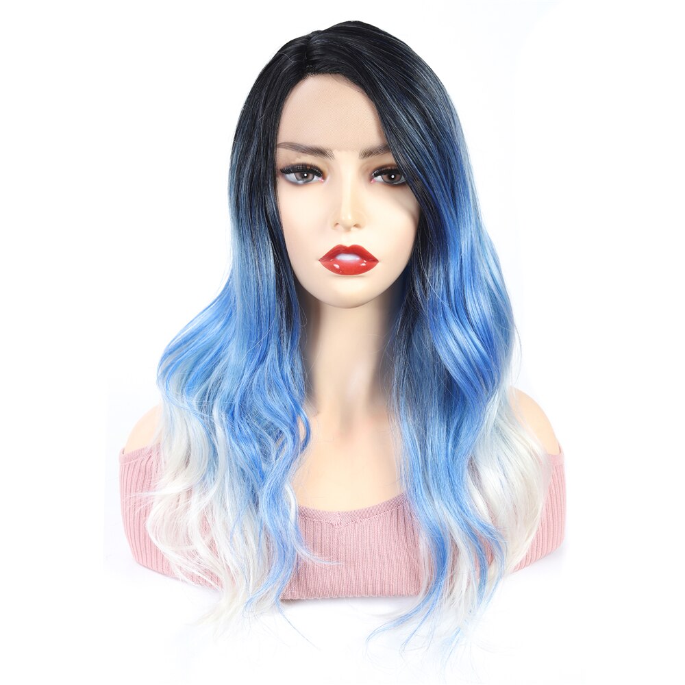 X-TRESS Medium Length Synthetic Wave Black Lace Front Wigs with Natural Hairline Heat Resistant Party Wigs for White Women: R3217