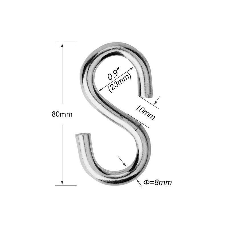 Ganchos S de alta resistencia, ganchos en forma de S de hamaca ultragrueso, percha de utilidad galvanizada, paquete de 2