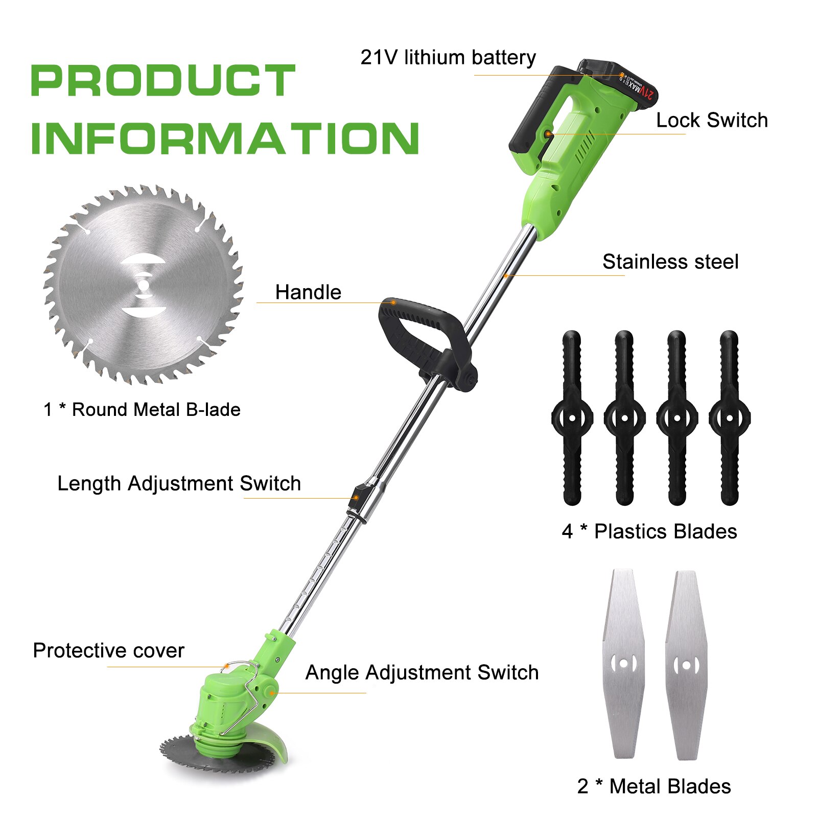 Electric Lawn Mower Rechargeable Li-ion Battery Cordless Grass Trimmer Auto Release Household Garden Home Trimming Machine
