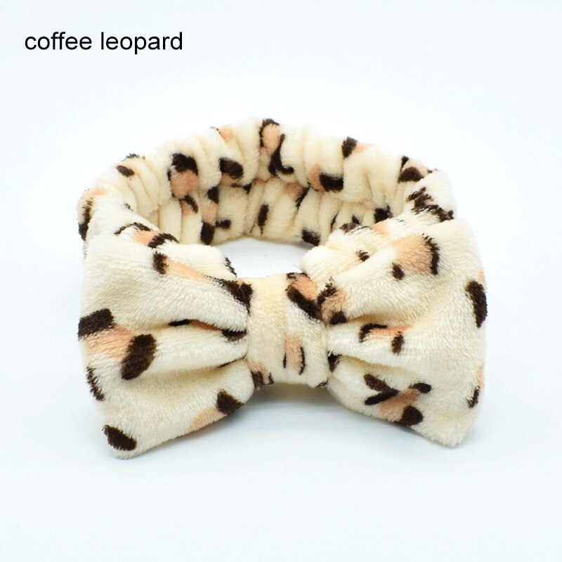 Omg Brief Coral Fleece Wassen Gezicht Haarbanden Voor Vrouwen Leuke Zachte Boog Meisjes Hoofdbanden Haarbanden Tulband Haar accessoires: Leopard 2