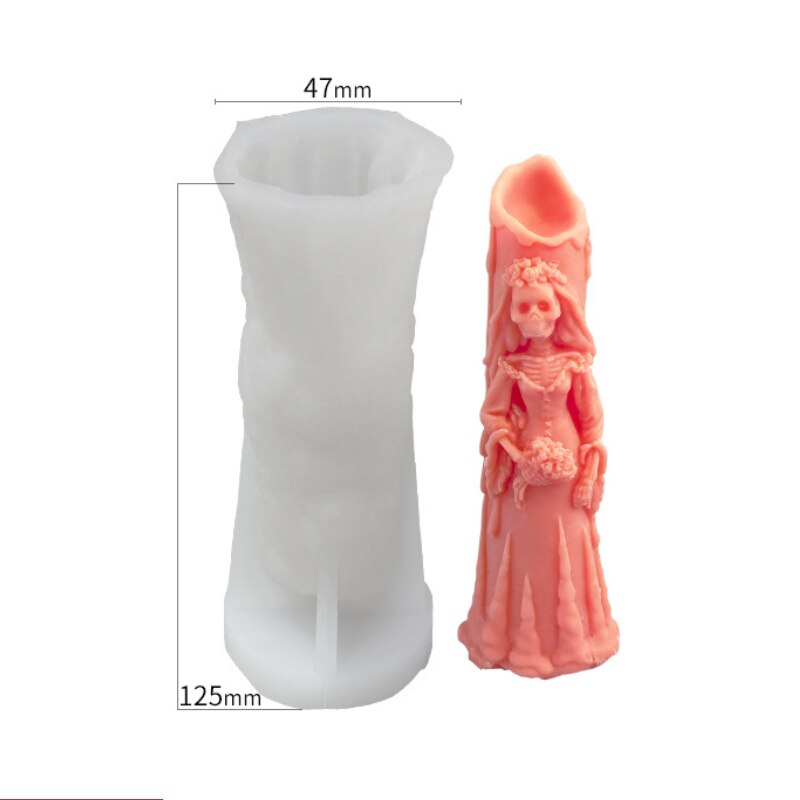 Halloween Ghost Bride Groom Candle Silicone Mold DIY Skull Pumpkin Candle Making Resin Soap Mold Christmas Craft Home Decor: Ghost Bride (Small)