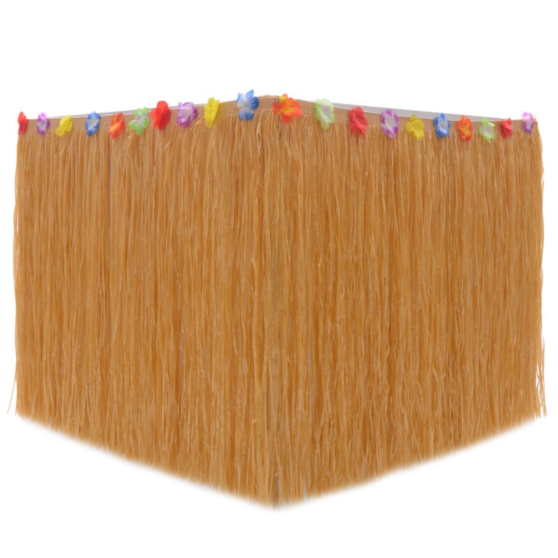 Table Skirt For Tropical Hawaiian Party Decorations Beach Party Decorations Supplies Adult's Kid's Birthday Table Cover Decor: Straw Color