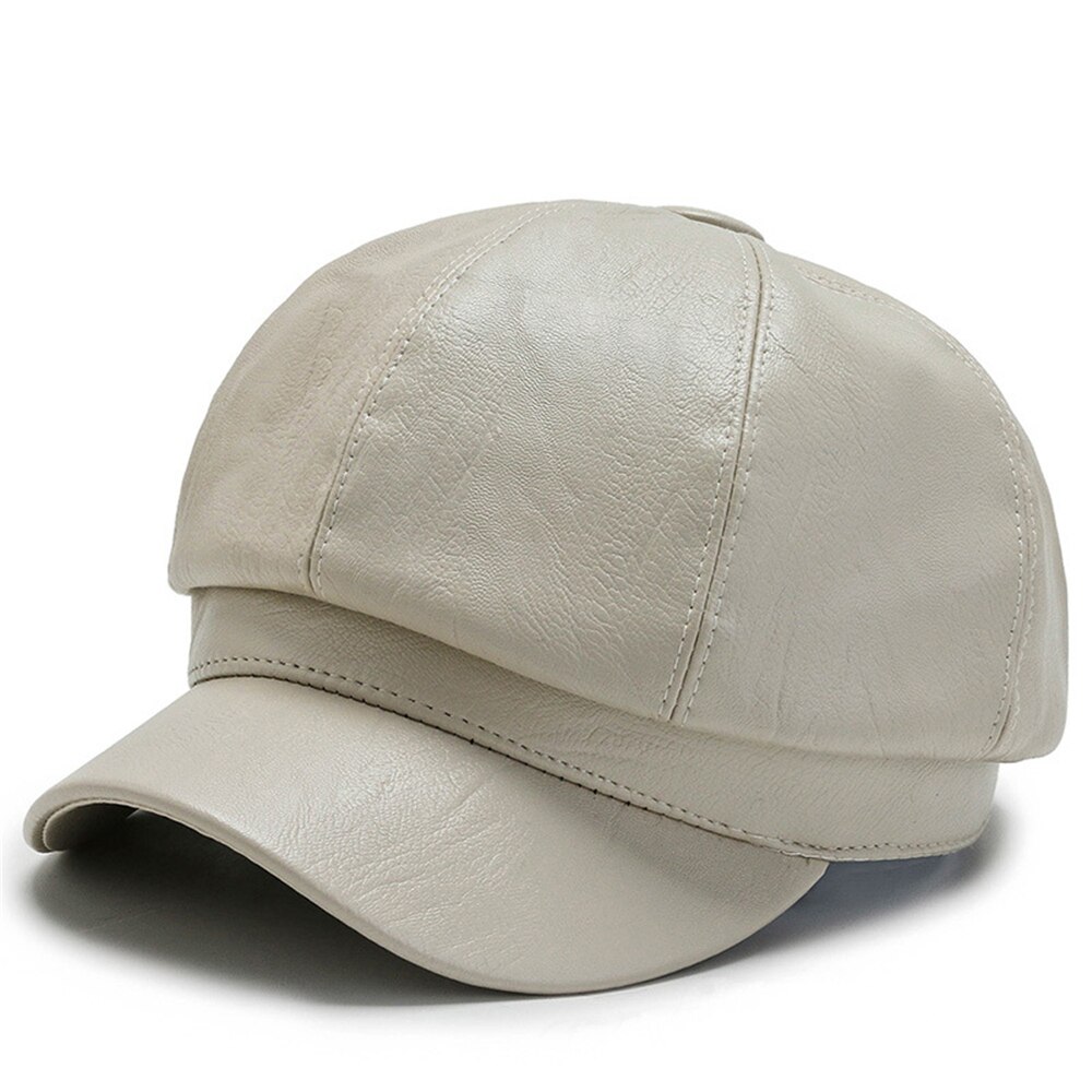 Buttermere pu læderhatte til kvinder vintage sort ottekantet kasket efterår vinter baret damehat solid avis