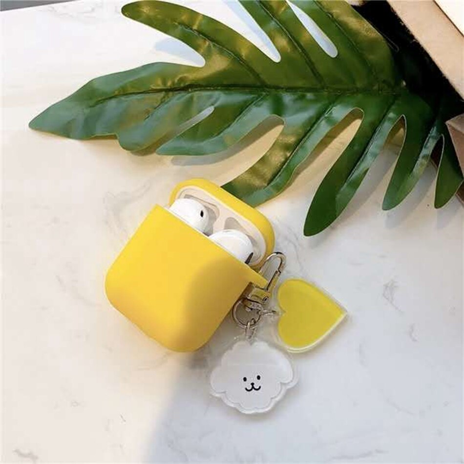 Per AirPods 2 Caso Corea del Simpatico Orso Del Fumetto di Caso di aria baccelli di lusso Fiore Portachiavi Auricolari In Silicone per il Caso di apple air baccelli copertura: AS1