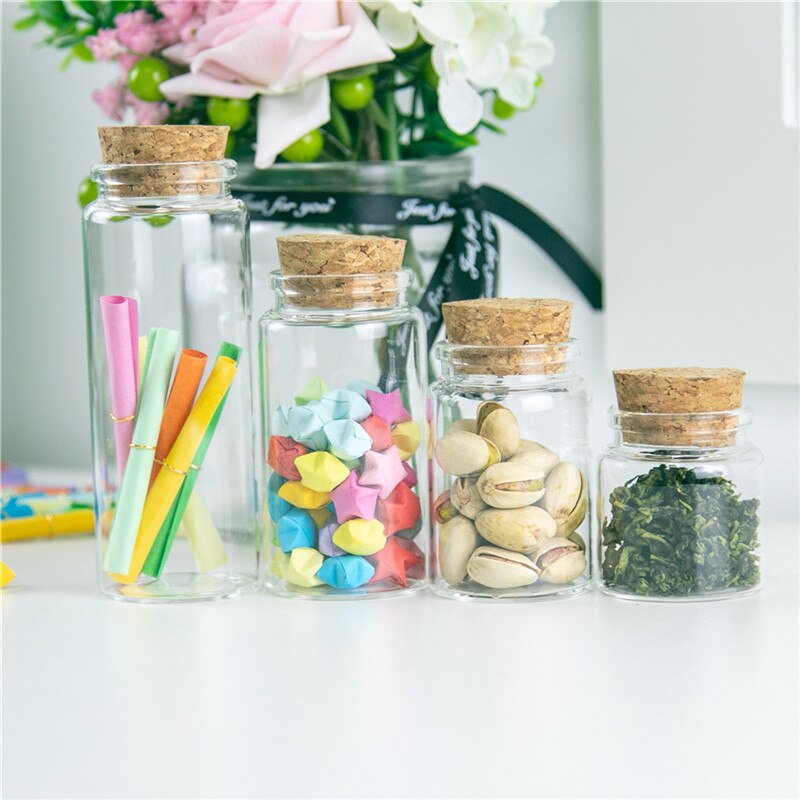 Glasflaskor med kork hantverk flaskor burkar bröllop 50ml 80ml 100ml 150ml tomma burkar behållare flaskor 24 st