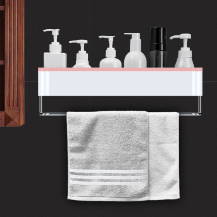 Estante para baño MICCK, estanterías para ducha, montaje en pared para inodoro, resistente al agua, organizador para ducha, estante cosmético, toallero para Baño: Pink towel bar