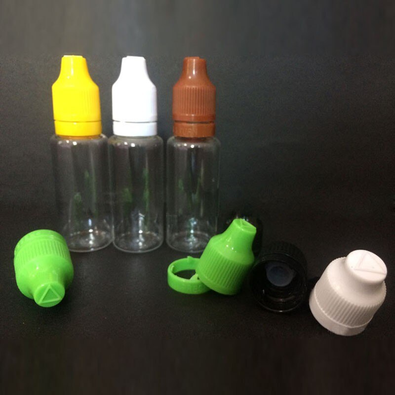 100 Uds botella cuentagotas de plástico de 20ml e líquido botellas de aceite botellas de gota de ojo con a prueba de niños tapones de manipulación de plástico de 20ml botellas con gotero