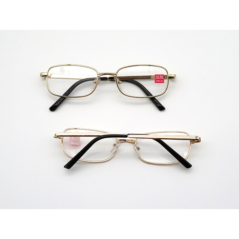 Unisex goedkope metalen leesbril vergrootglas dames heren rechthoek legering presbyopie bril goud hyperopie bril  +1.0 ~ +4.0