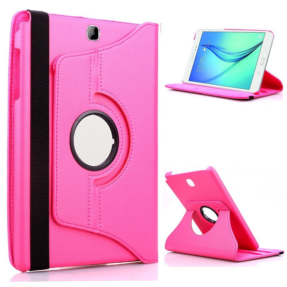 PU Funda de cuero para Samsung Galaxy Tab S 8,4 para SM-T700 SM-T705 SM-T705C 8,4 pulgadas Tablet giratoria de 360 grados funda de: Rojo rosado