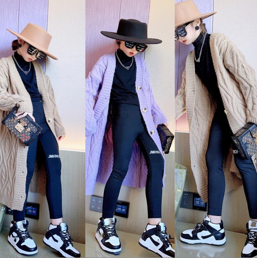 Herfst Losse Lange Mouwen Trui Kinderen Mode Lange Bovenkleding Outfit Meisje Gebreid Vest Kids Trui 4-14Y WZ460