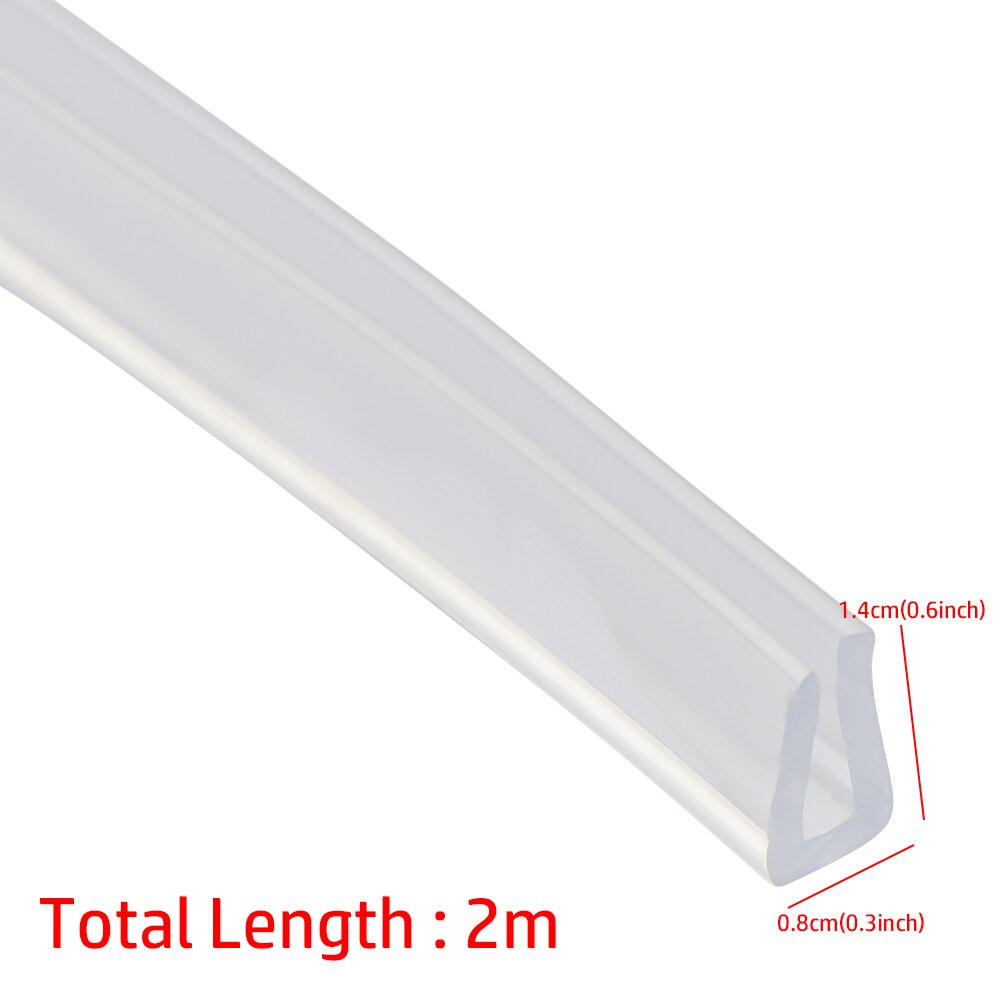 2 Meter U-Kanaal Rubberen Rand Afdichtstrip Douche Deur Glas Duurzaam Afdichting Tape Rand Guard Tochtstrip Meerdere Maat