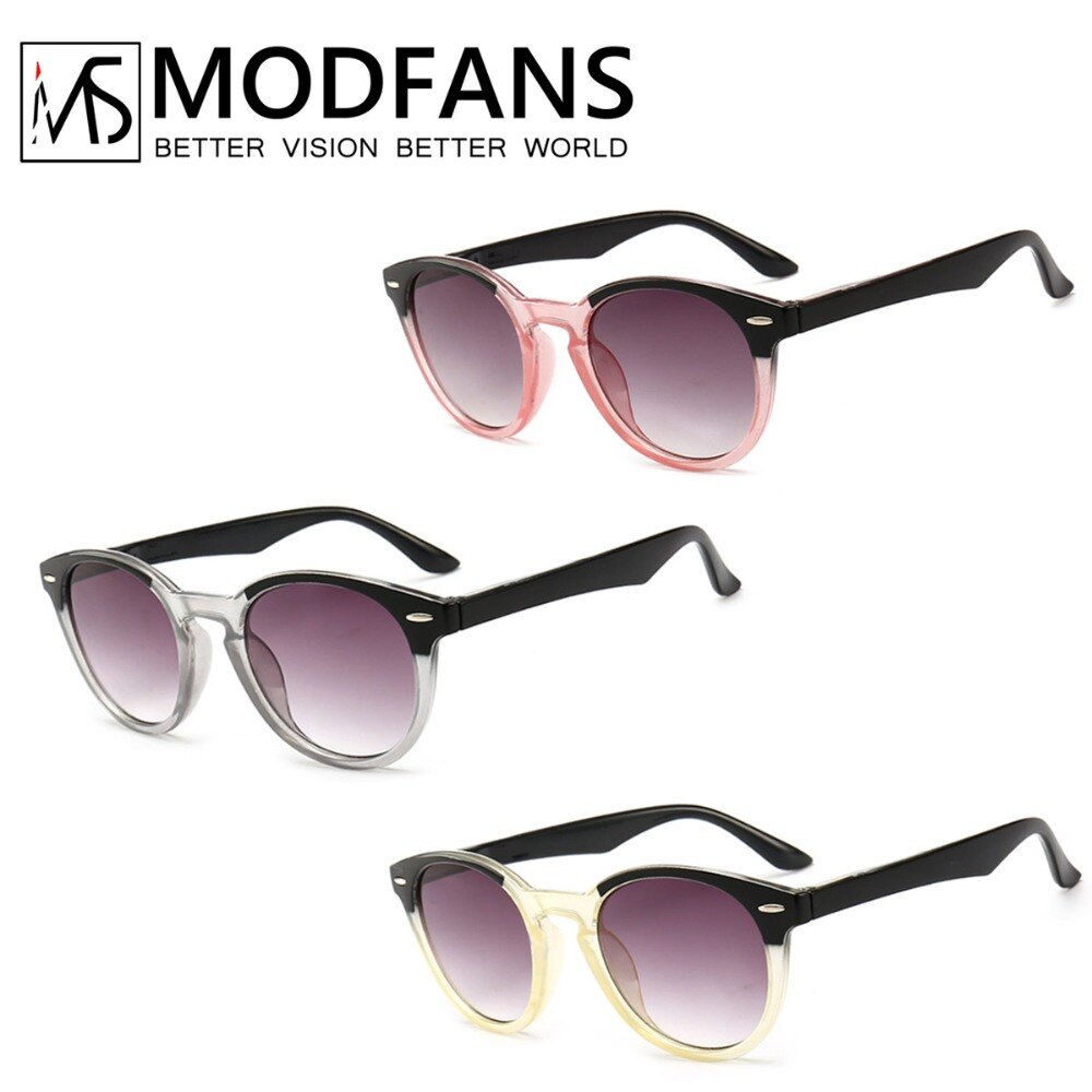 Getönte Lesebrille Runde Vintage Grade Grau Objektiv Anti UV Presbyopie 1,0 1,5 2,0 2,5 3,0 3,5 4,0 Dioptrien mit Elastische Bein