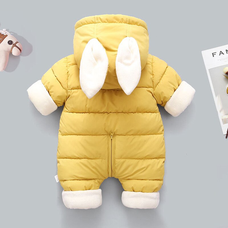 Novo nascido moda inverno engrossar crianças snowsuit algodão-acolchoado roupas da menina do bebê menino mais veludo bonito macacões bodysuit