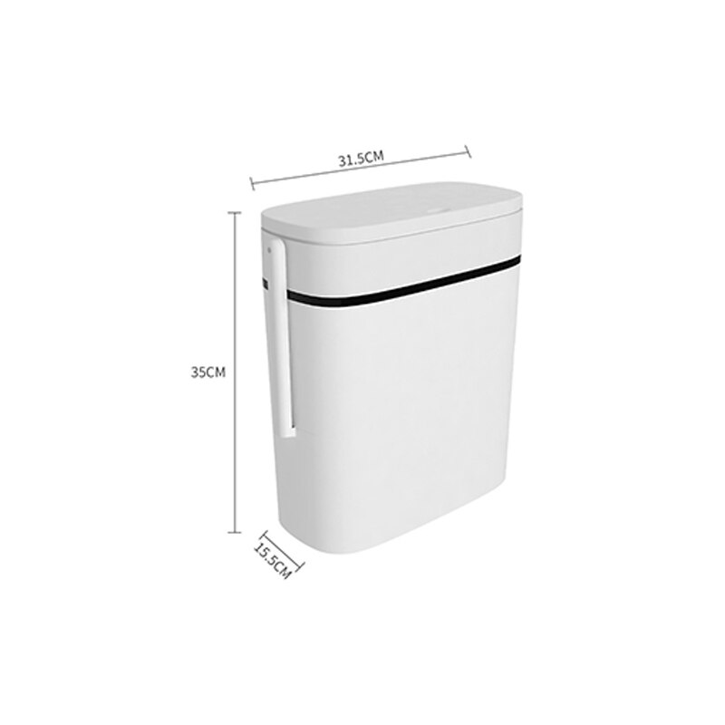 12L Portable Bathroom Trash Can Kitchen Paper Refuse Rubbish Bin Waterproof Waste Basket with Toilet Brush