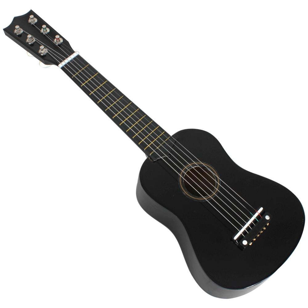 21/ 23 inch Solid Wood 6 Strings Acoustic Guitar Practice Mini String Acoustic Guitarra for Child Beginners Home-schooling: 21 inch Black