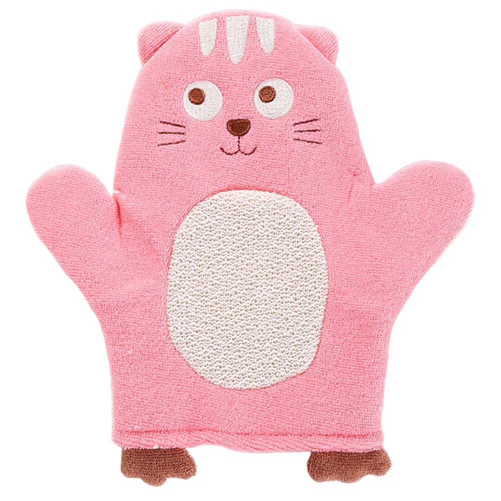 Toalla de algodón dibujos animados baño esponjas frotar guantes ducha cepillo lindo bebé Super suave: Rosa