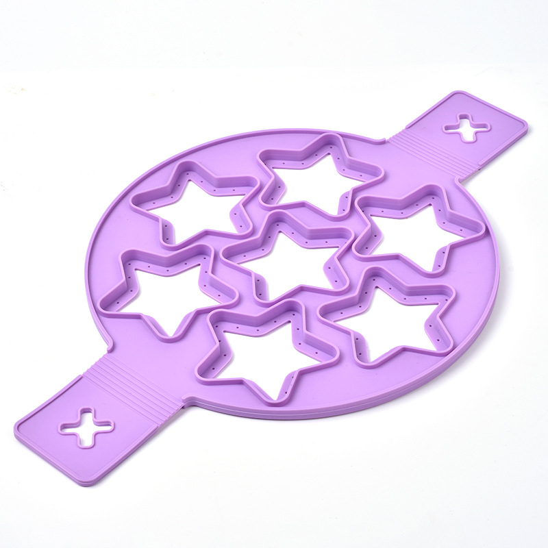 Pannenkoek Maker Hart/Ster/Ronde Vormige 7 Gaten Anti-aanbak Siliconen Bakvorm Ring Gebakken Ei Voor Familie Koken keuken Gereedschap: Star Purple