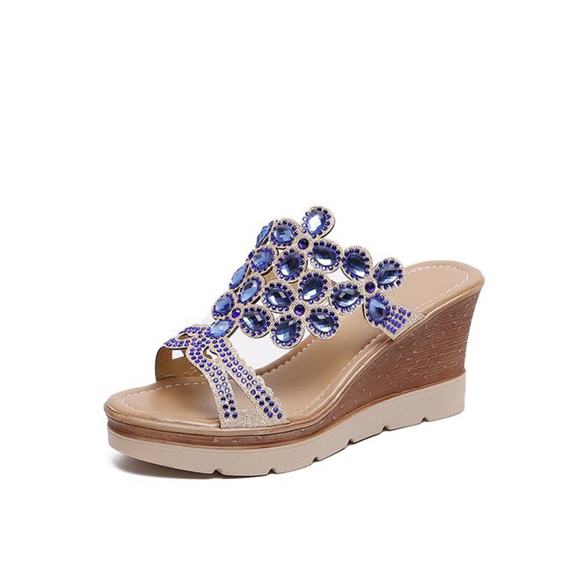 Frauen Hausschuhe Kristall Keile Gleitet Für Frauen hoch Fersen Sommer Strand Schuhe Weibliche Plattform alias Neue