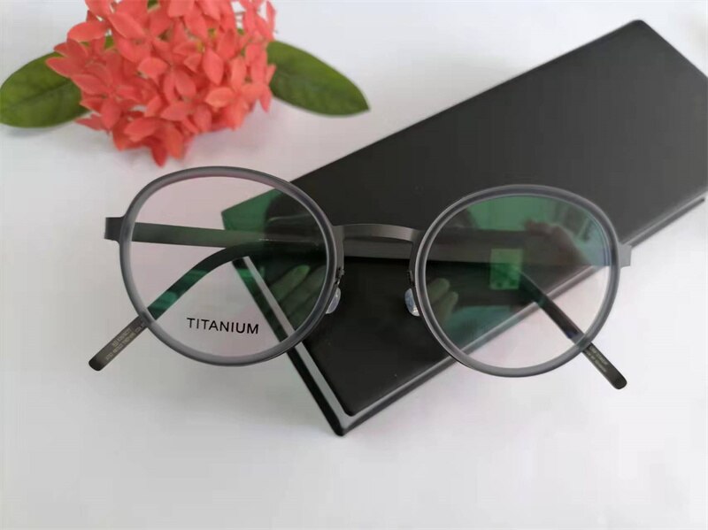 Denemarken Ultralight Bril Ronde Titanium Recept Frame Mannen Vrouwen Schroefloos 9752 Brillen Blauw Licht Bril: Grey