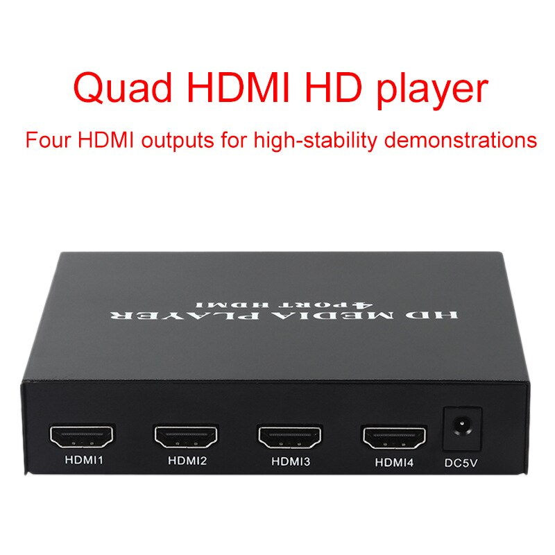 Reproductor Multimedia HD de 4 canales para TV compatible con ranura SD USB, reproductor HDD de reproducción en bucle automático con enchufe europeo