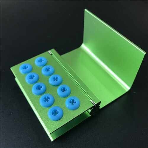10 Holes Dental Burs Block Holder Disinfection and Autoclave Burs Holder Aluminum: green