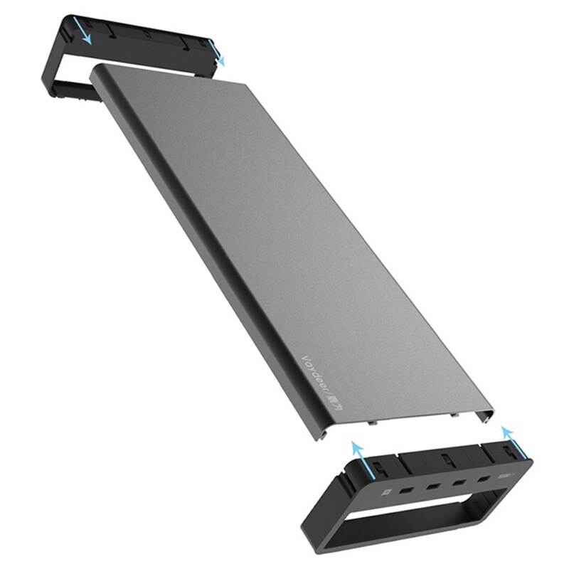 Vaydeer aluminiumslegering ligent datamaskinbase, laptop sn brakett, multifunksjonell laderbrakett med usb 3.0 havn