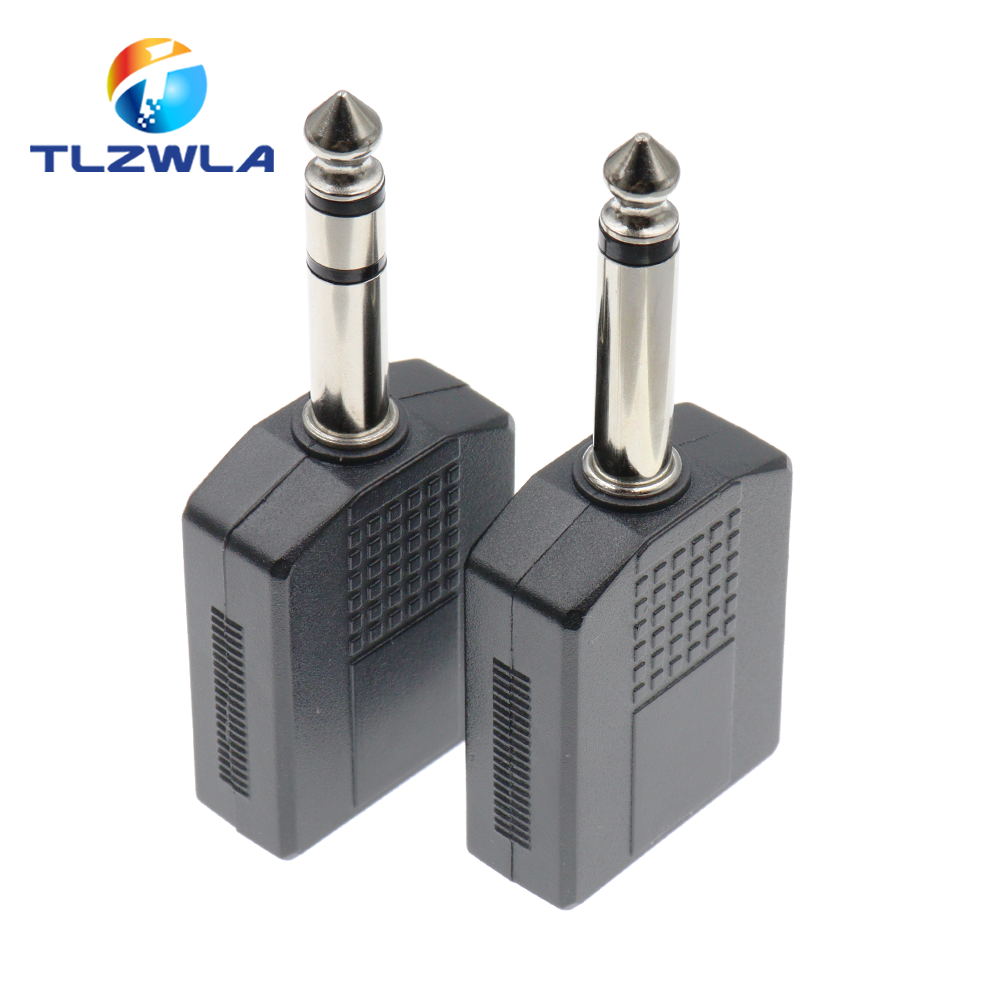 2 SZTUK 1/4 "mononukleoza/stereofoniczny audio Jacek adapter wtyczki męnarty na żeńnarty 6.35MM 6.5MM Podwójne gniazdo Słuchawki Mikrofon Y Rozgałęźnik Konwerter: BŁĘKITNA