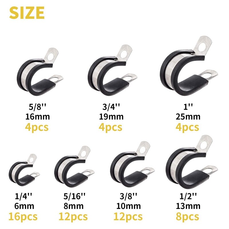 304 Stainless Steel Cable Clamp Rubber Pads, Pipe Clamps Are Used For Wiring, Wiring, Tubing, And Cords.