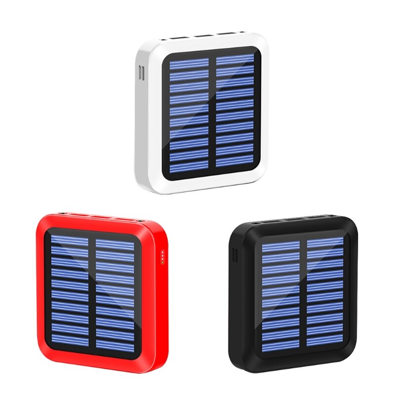 Mini Draagbare Zonne-energie Bank 10000 Mah Kleine Handige Mobiele Power Voor Smartphone Scheermes Kleine Ventilator 3 Usb Poorten Opladen exter