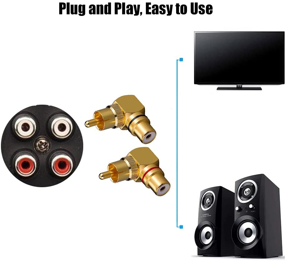 Gold Plated AV Audio Splitter Plug RCA Adapter 1 Male to 2 Female F connector