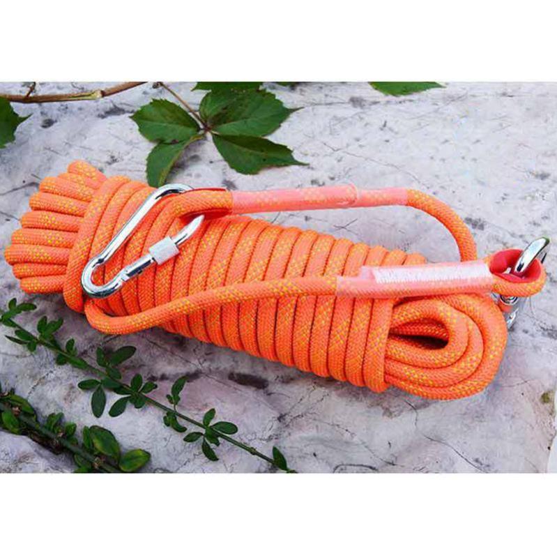 12mm 10/20/30m Climbing Rope w/ Hook High Strength Emergency Safety Fire Escape Rope Lifeline Rescue Rope Outdoor Survival Tool: Orange / 20m