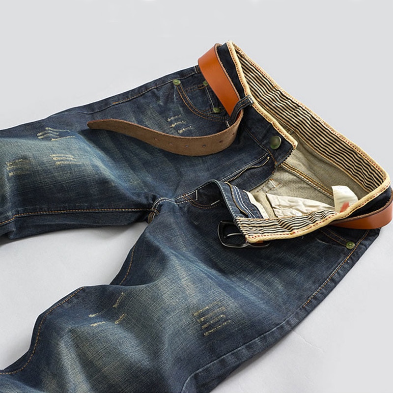 Lente Herfst Mannen Mid-Rise Straight Jeans Comfortabele Broek Casual Slanke Rechte Broek