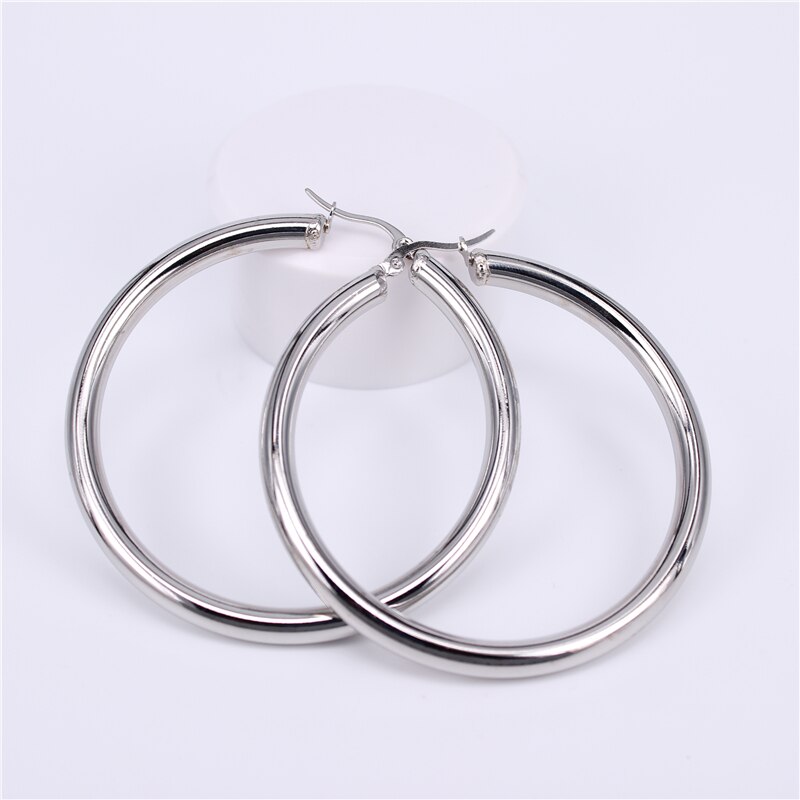 316L stainless steel jewelry earrings Gold color female Hoop earrings for Women LH143: 60MM silver color