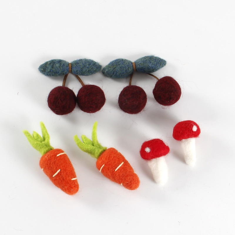 Kit de lana de fieltro para artesanías, Mini animales de zanahorias, broches decorativos para niños, de Navidad, accesorios de decoración de cinta para el pelo para niños