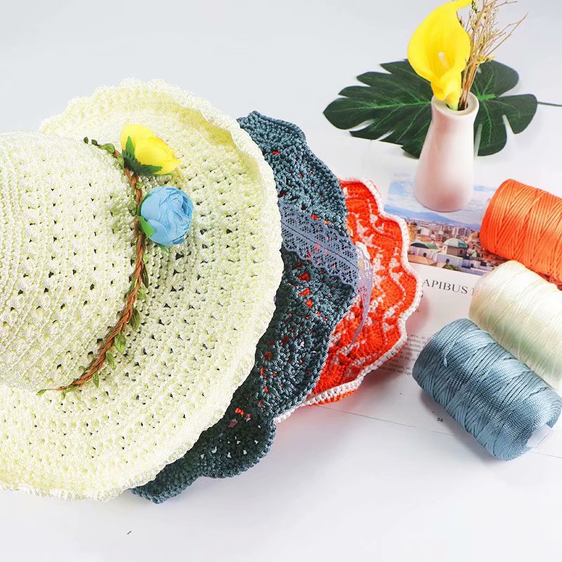 125g Eis Hanf Faden leichtes Baumwollgarn mittel feine Häkel pantoffeln Hüte handgemachte DIY Rollen faden neue Sommer Häk elgarn