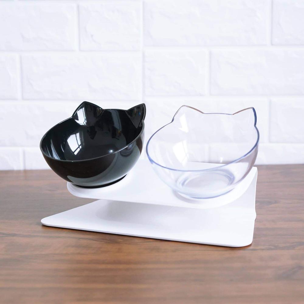 Orthopedic Anti Vomiting Cat Feeder 15 ° Inclined Dog Bowl Transparent AS Material Non Slip Protection Cervical Pet Great: C