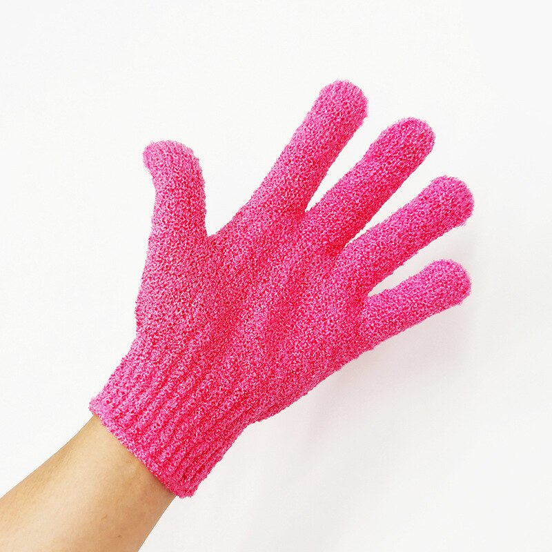 Bad til peeling eksfolierende handske scrub handsker modstand kropsmassage svamp vask huden fugtgivende spa skum: Rose rød 2pc