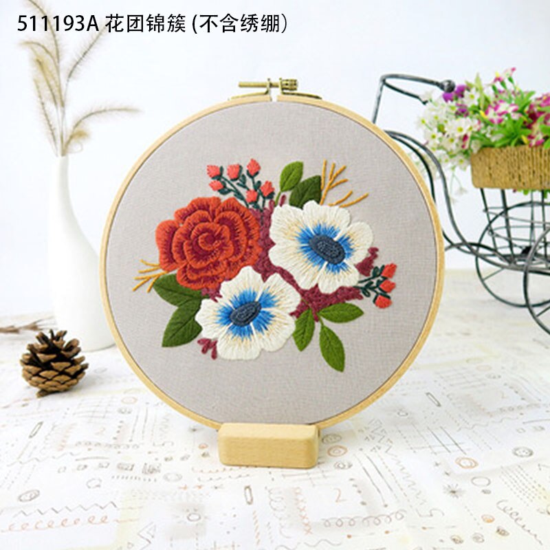 DIY Embroidery Flower Materials Package Embroidery Hoop Handmade Cross Stitch Kits For Beginners bordado Decor Sewing Supplies: 511193A