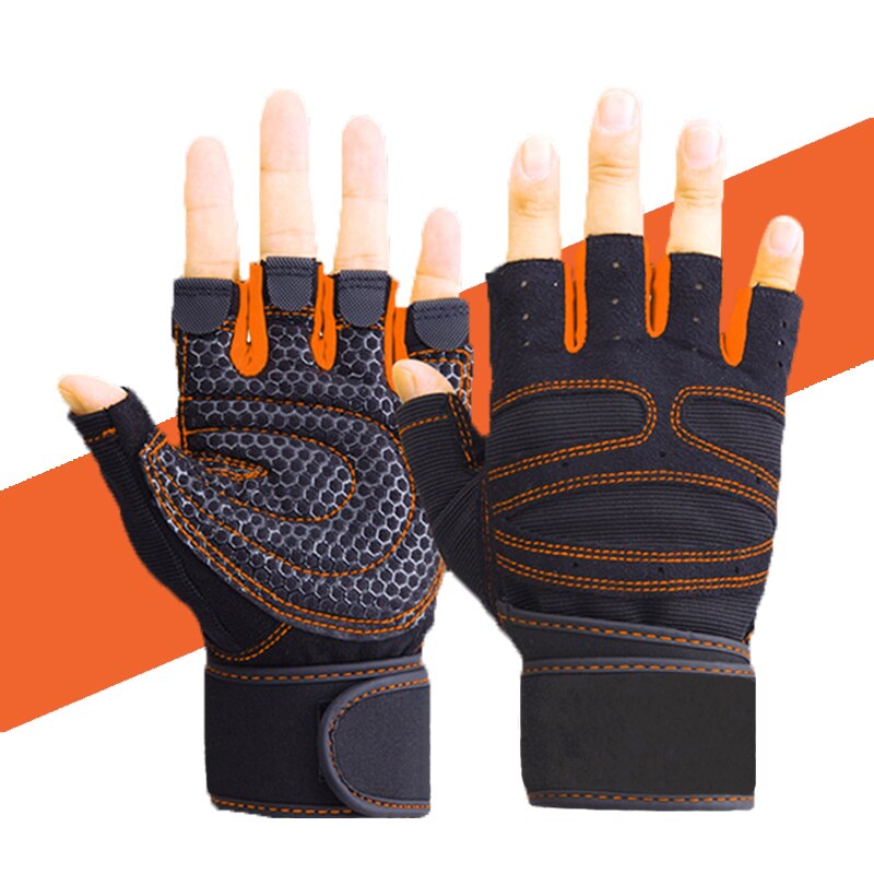 Weightlifting Gloves Men Women Gym Gloves with Wrist Wrap Support Body Building Fitness Exercise Crossfit Half Finger Gloves