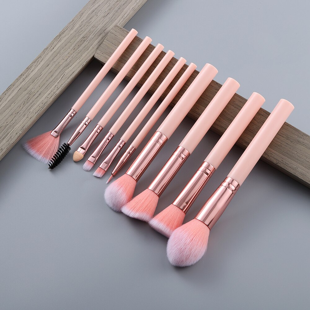 Fld 10 stuks kabuki premium synthetische make-upkwasten foundation poeder blending spons oogschaduw wimpers wenkbrauw make-up kwastenset: Stijl 1