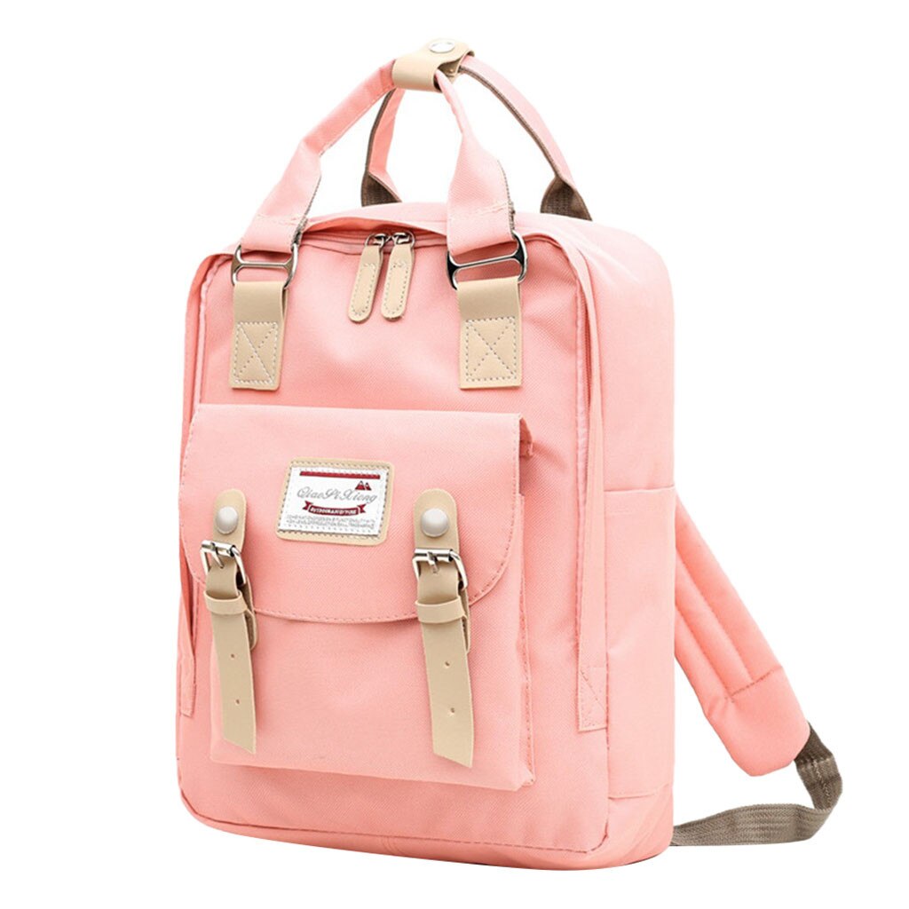 Korean Style Nylon Backpack For Women Simple Youth Travel Backpack Leisure School Bag Tote For Teen Girl Shoulder Bag 8: PK