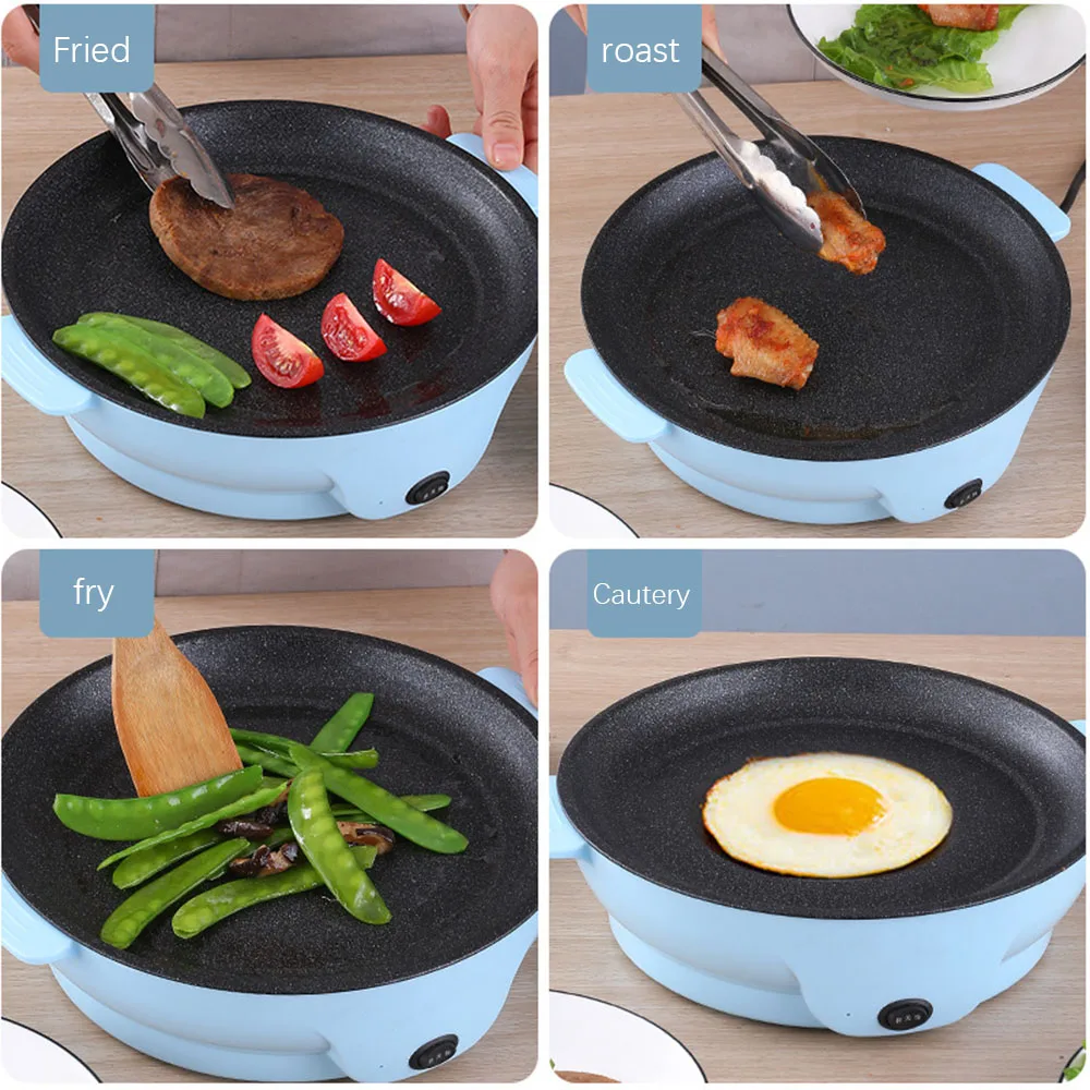220v multifunktion ale elektrische Bratpfanne Pfanne nicht klebriger Grill Braten Braten Bratpfanne Kocher Steak Grill Kochen Küchen werkzeug