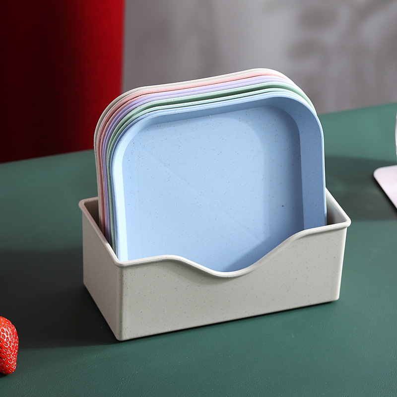 5/6 stk hvetehalm servise gjenbrukbart husholdningskrydder fast soyasaus salt snack liten tallerken kjøkkenutstyr: B1-5 stk sett