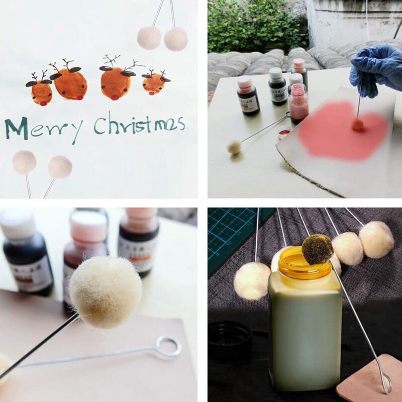 100 Pieces Fiber Leather Dye Tool Dye Dyeing Applicator with Metal Handle for DIY Crafts Projects