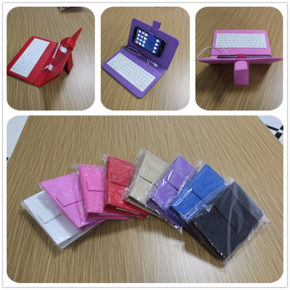 Multi kleur Lederen smartphone se case Flip cover bedrade OTG USB Toetsenbord voor Android Telefoon xiaomi note meizu huawei samsung