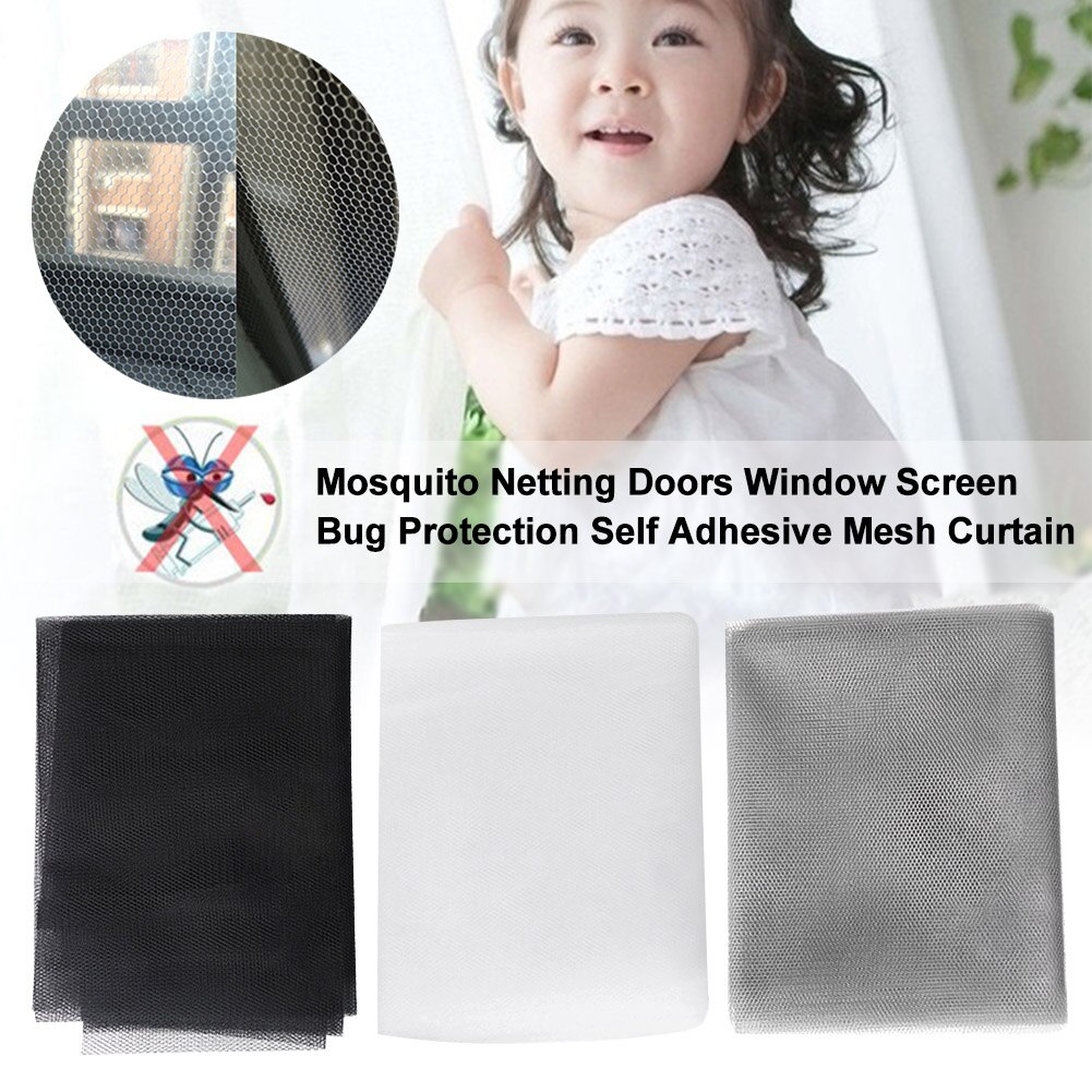 Self Adhesive Indoor Cover DIY Window Screen Room With Tape Insect Fly Moth Mosquito Netting Mesh Curtain Doors Bug Protection