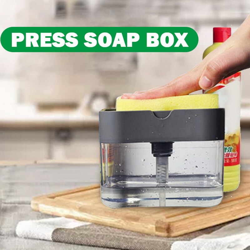 Distributeur de savon pompe avec éponge manuel presse nettoyage liquide distributeur conteneur manuel presse savon organisateur cuisine outil #25