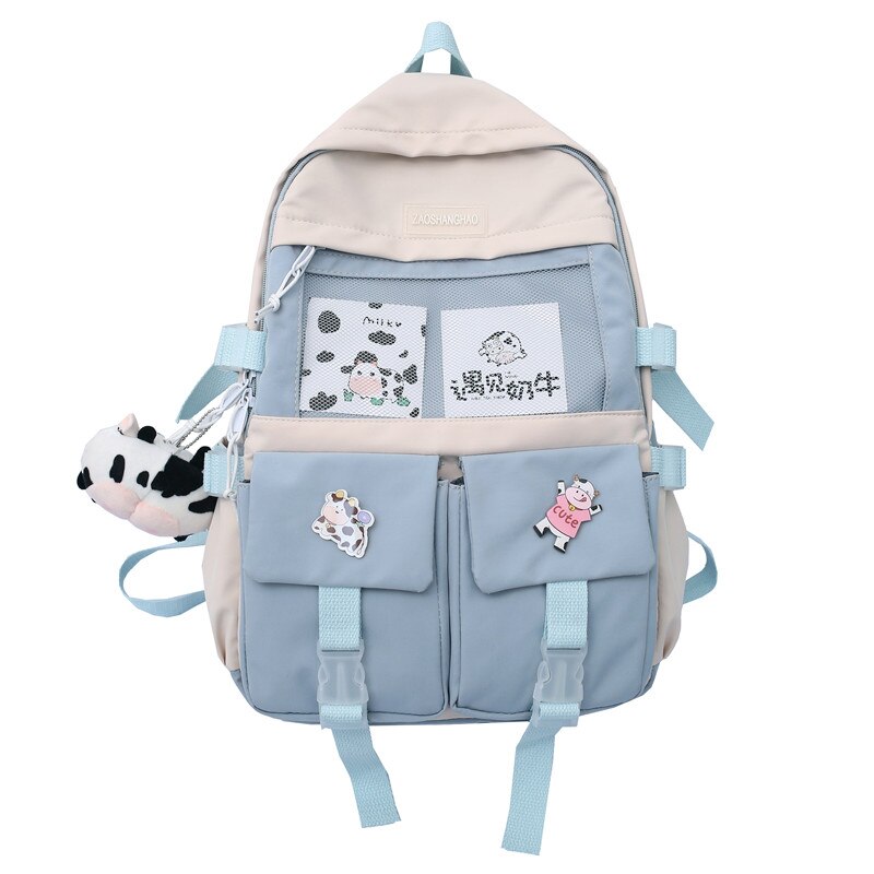 ESTUAQUEEN nowy wodoodporny nylonowy plecak kobiety kilka kieszeni plecaki podróżne plecak szkolny damski dla nastoletnich dziewcząt Book Mochilas: Niebieski / Backpack only