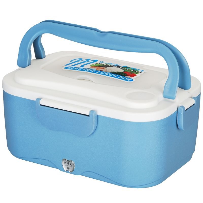 DC12V/DC24V/AC220V 35W POWER Electric Lunch Box 1.5L Stainless Steel Inner Pot Lunch Box Set Portable Heated Food Warmer Box: Blue / 220-240V