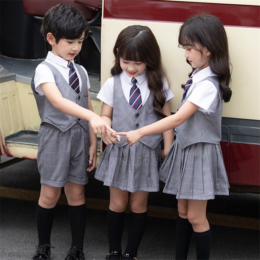 100-180CM Kids School Uniform Japanese Style British Boys Girl Primary Student Choir Class Suit Teenagers Dance Costume